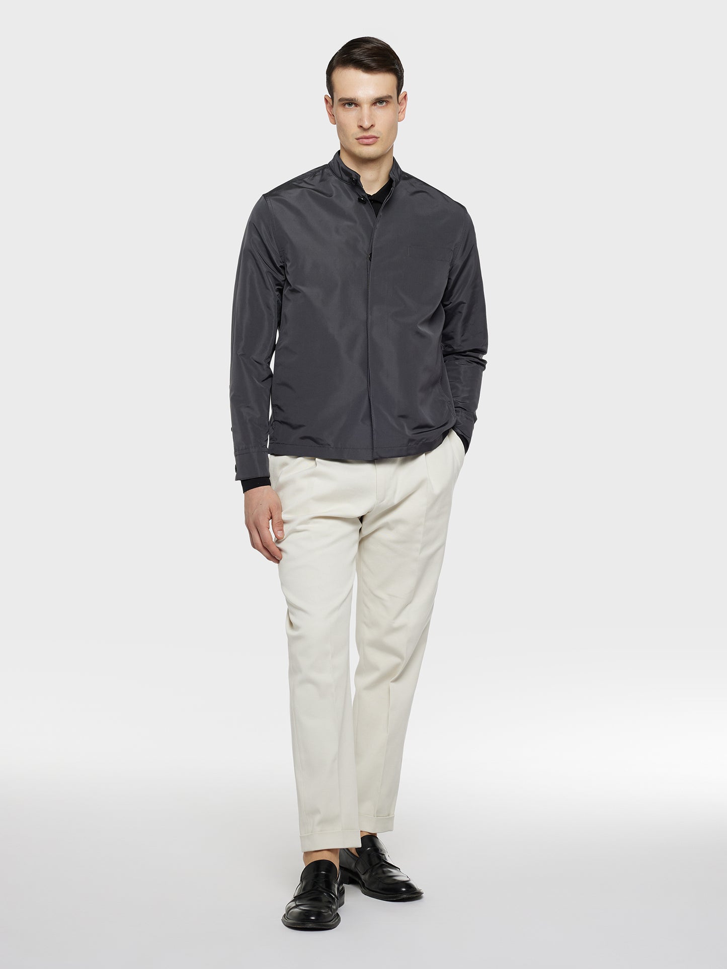 Caruso Menswear Abbigliamento Uomo Blouson Blouson in seta grigia look 2