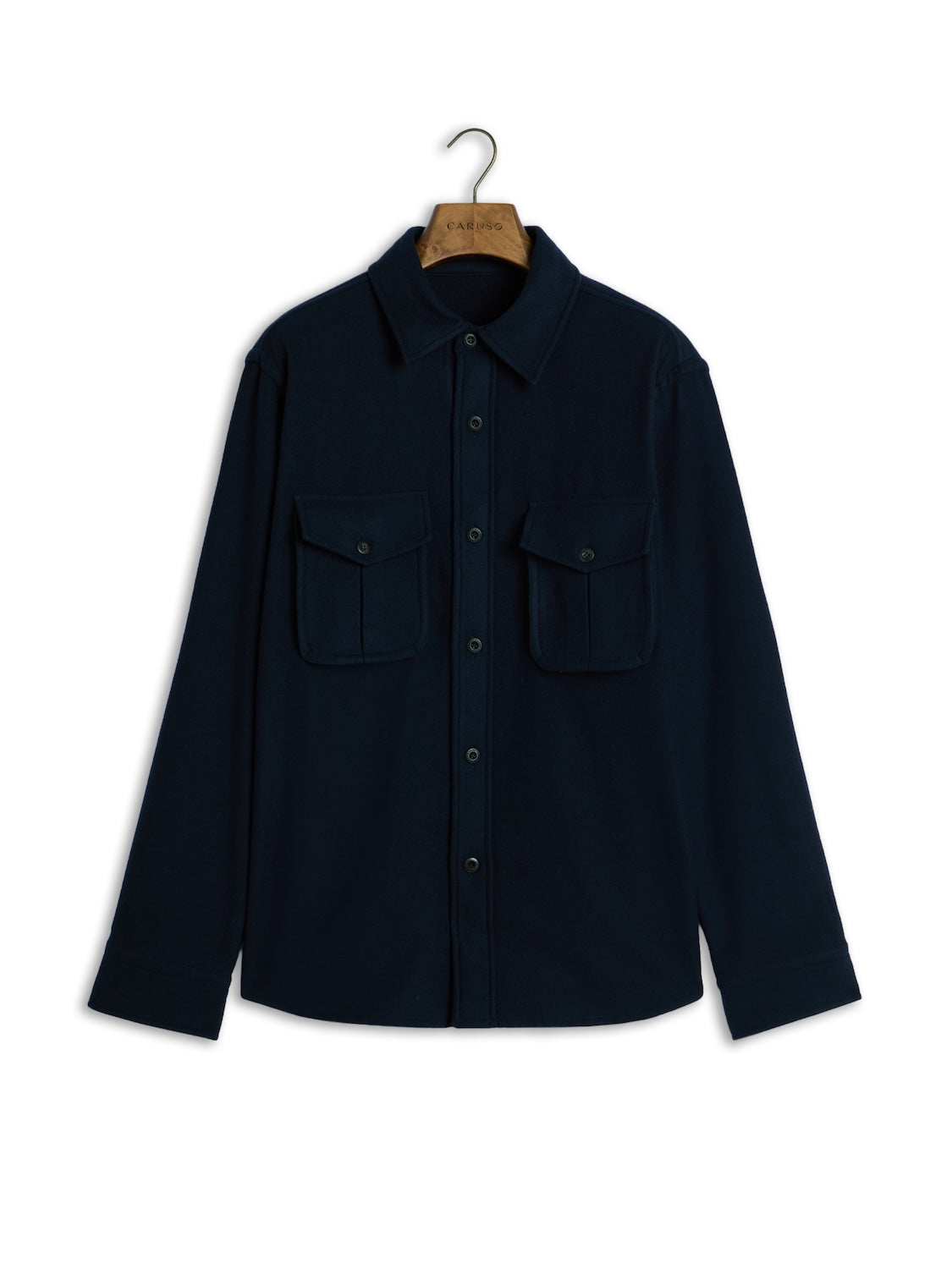 Overshirt in blue 180s' wool