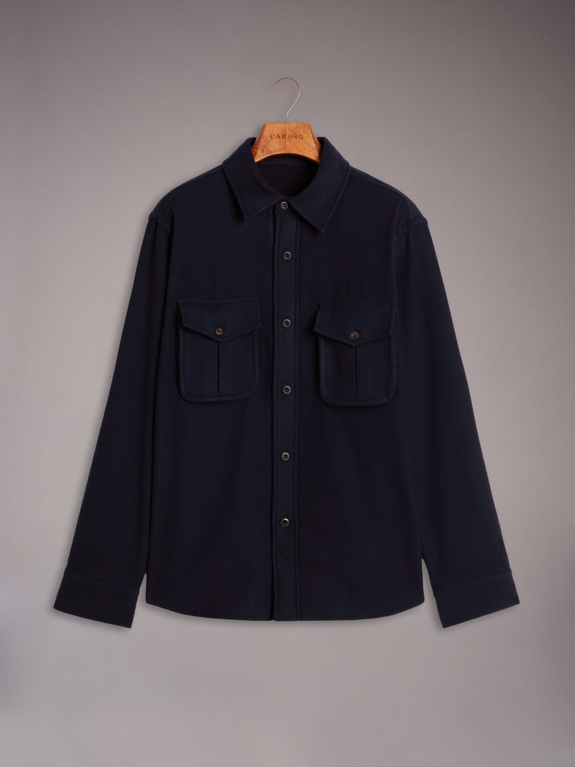 Overshirt in blue 180s' wool