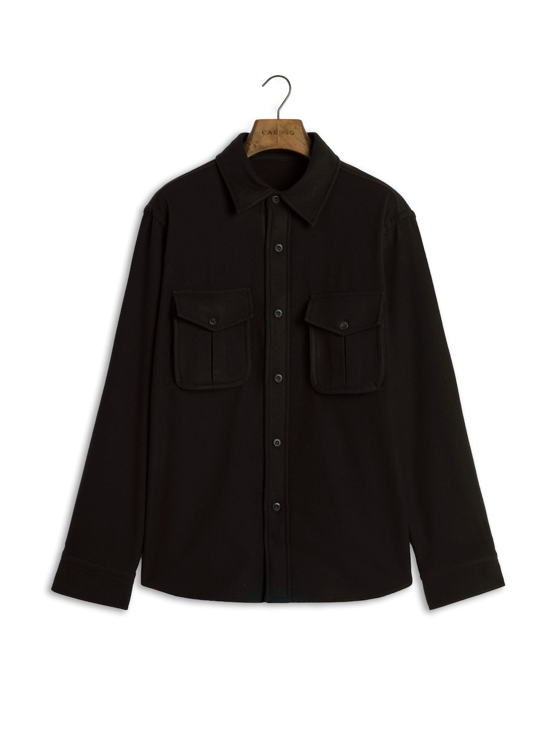 Overshirt in dark brown 180s' wool