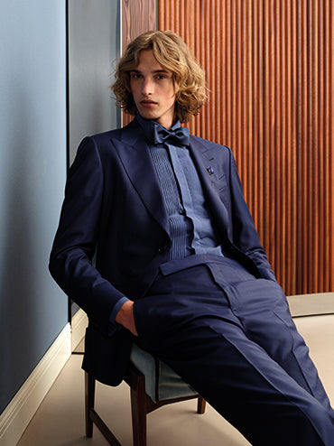 Butterfly single-breasted suit in wool seersucker beige