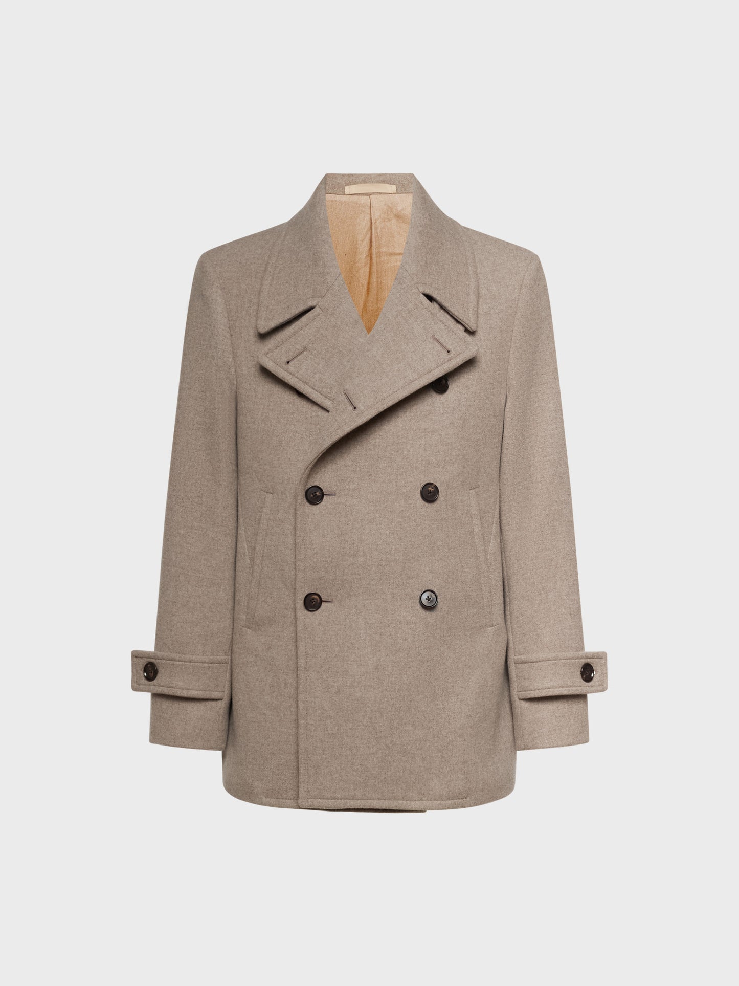 Caruso Menswear Abbigliamento Uomo Peacot in lana e cashmere double beige still