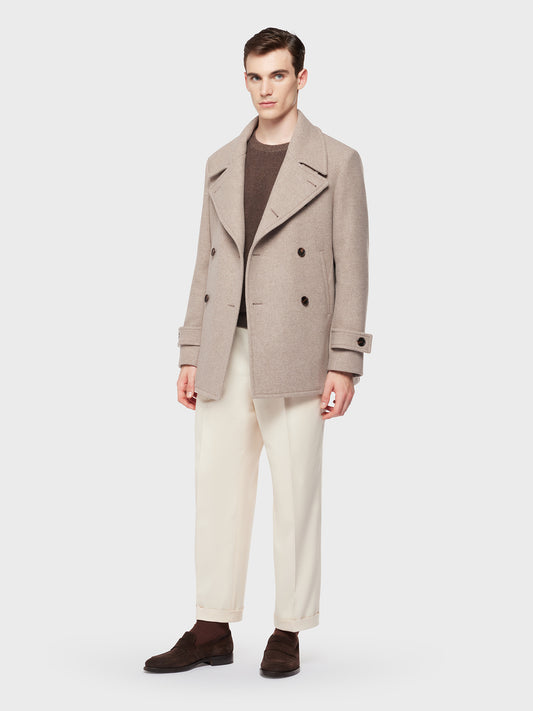 Caruso Menswear Abbigliamento Uomo Peacot in lana e cashmere double beige total look