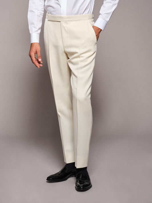 Regular-fit trousers in white Barathea wool