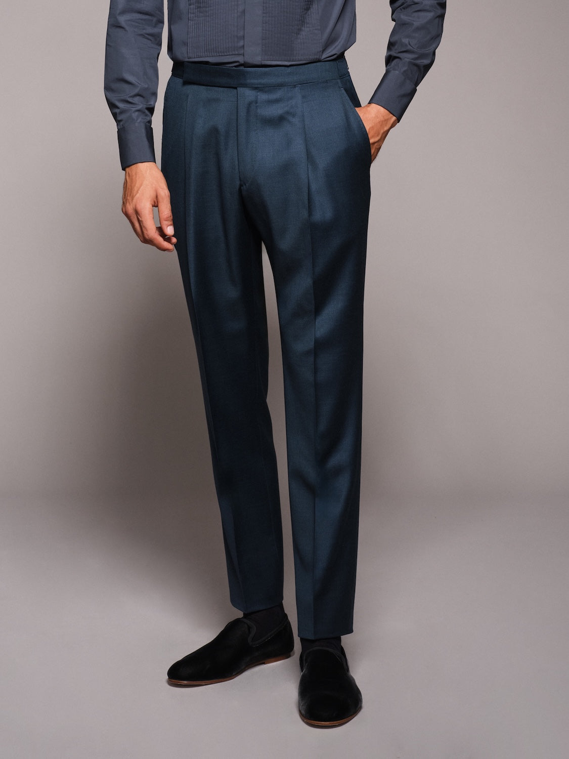 Regular-fit trousers in blue wool