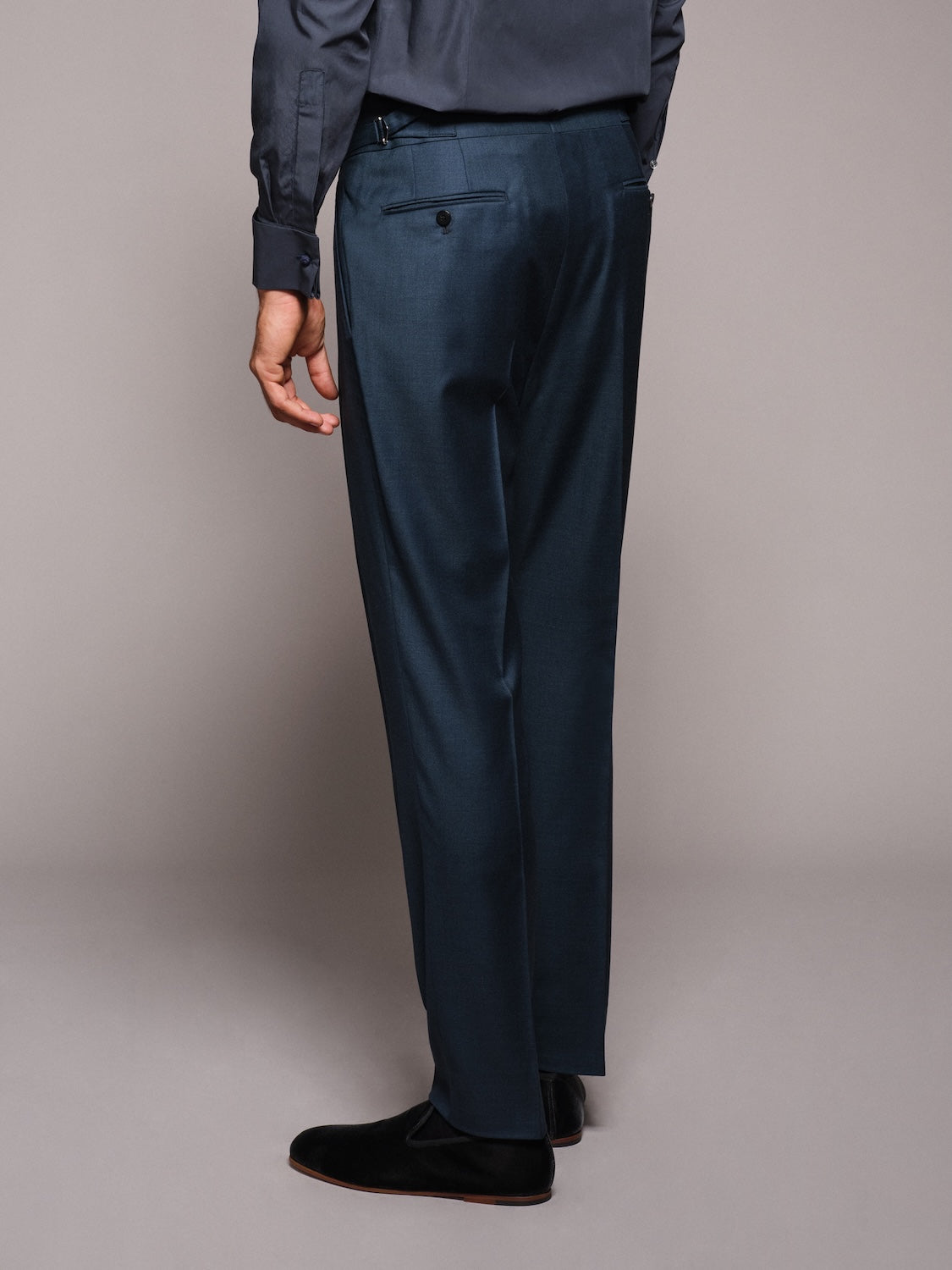 Regular-fit trousers in blue wool