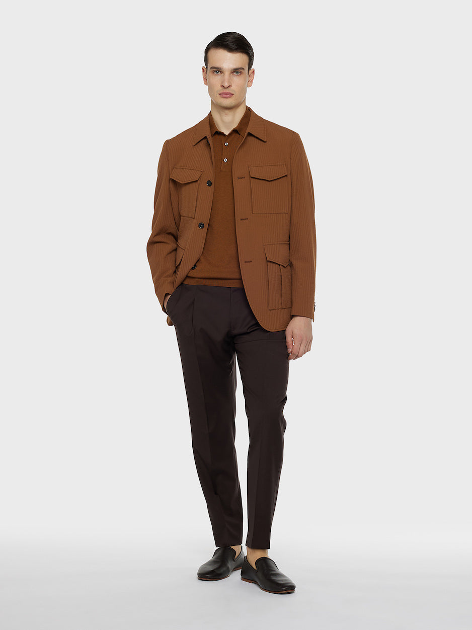 Caruso Menswear Abbigliamento Uomo Pantaloni Pantalone da giacca in barathea di lana marrone look 2