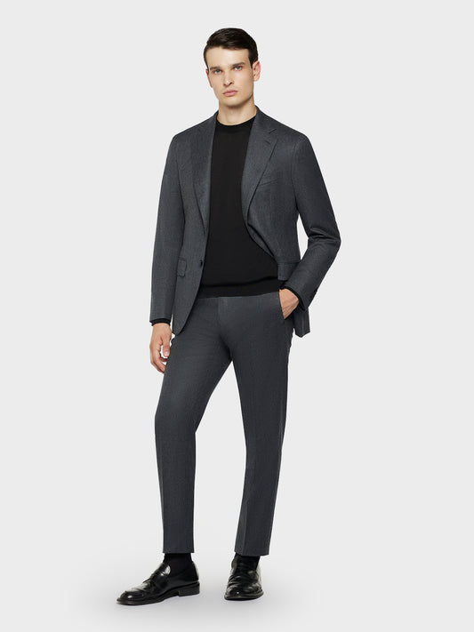 Caruso Menswear Abbigliamento Uomo Pantaloni Pantalone da giacca in flanella di lana grigia look 3