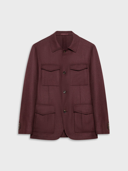 Caruso Menswear Abbigliamento Uomo Giacche Giacca sahariana in lana e cashmere bordeaux look 3