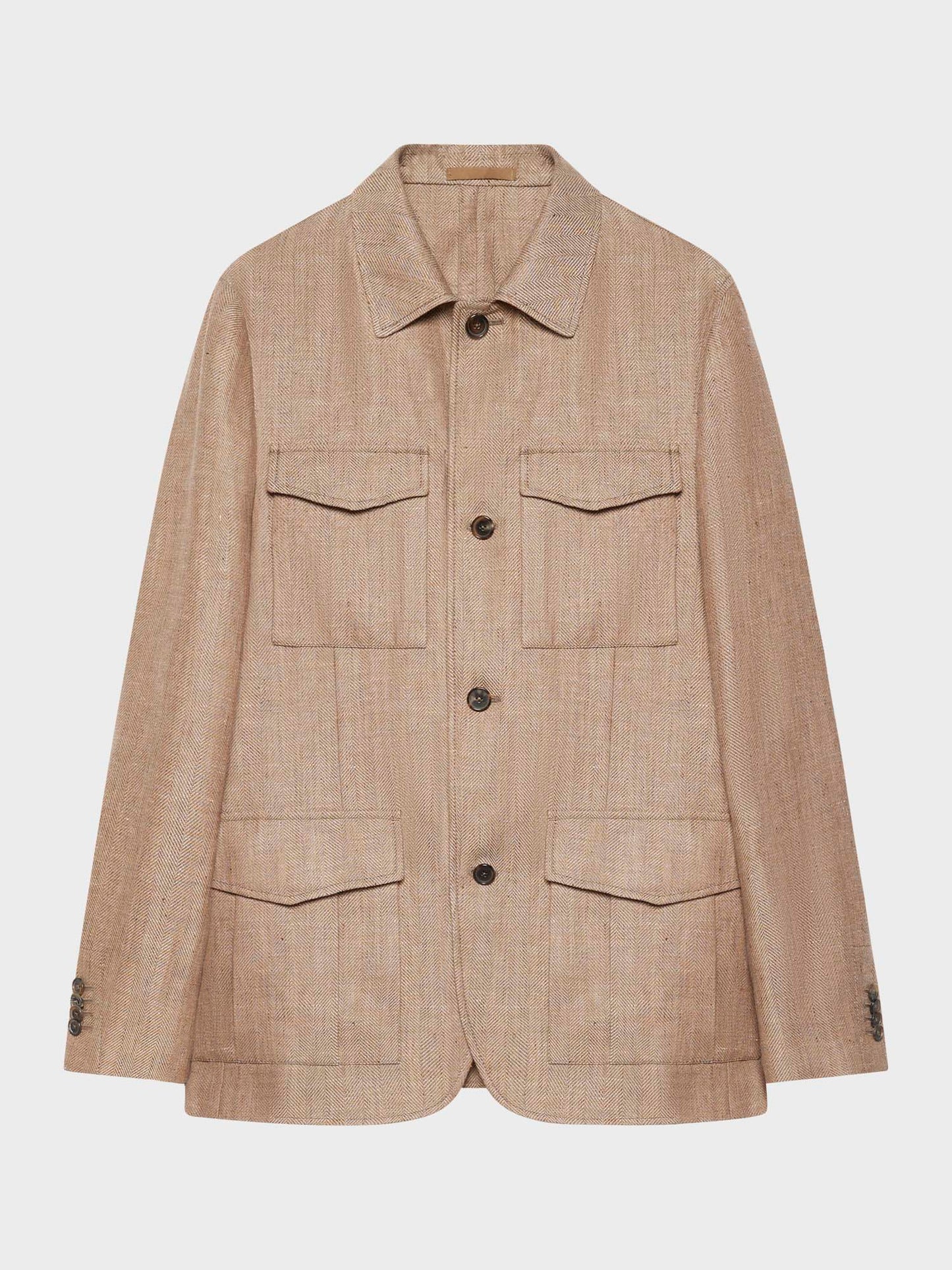 Caruso Menswear Abbigliamento Uomo Giacche Giacca sahariana in lino e lana beige look 2