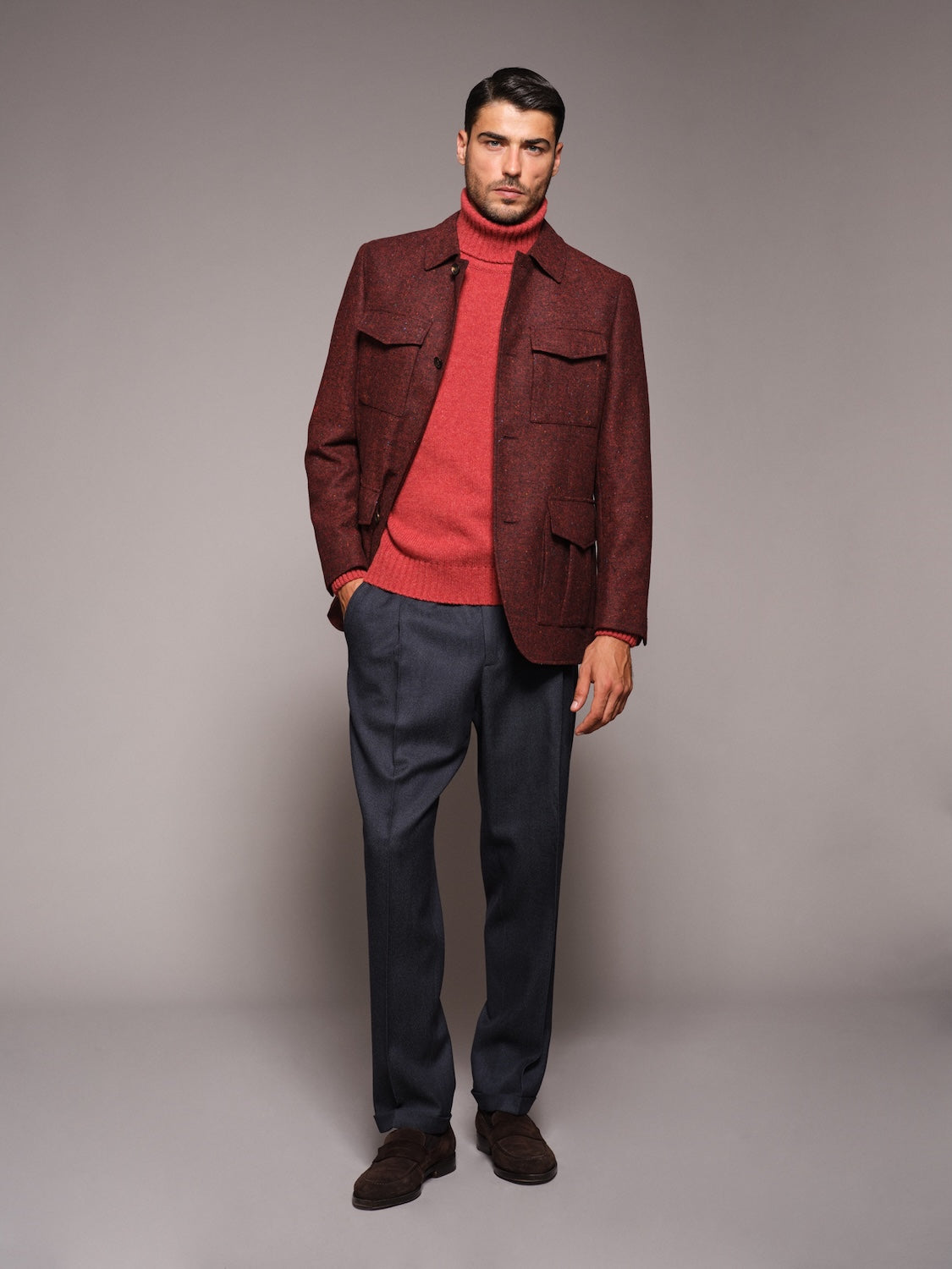Giacca sahariana Saba in lana bordeaux