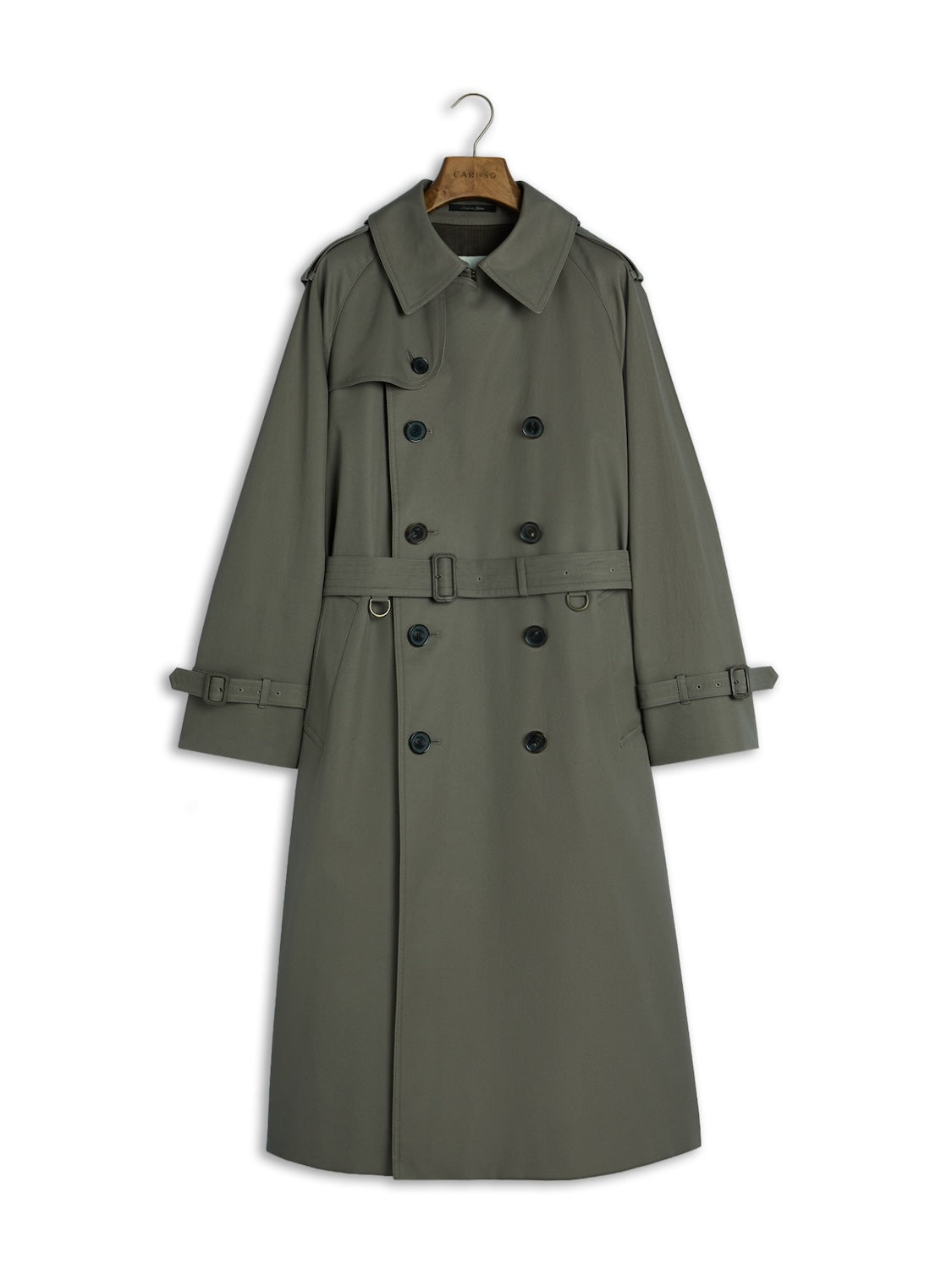 Sanyocoat x Caruso double-breasted trench coat in grey cotton 