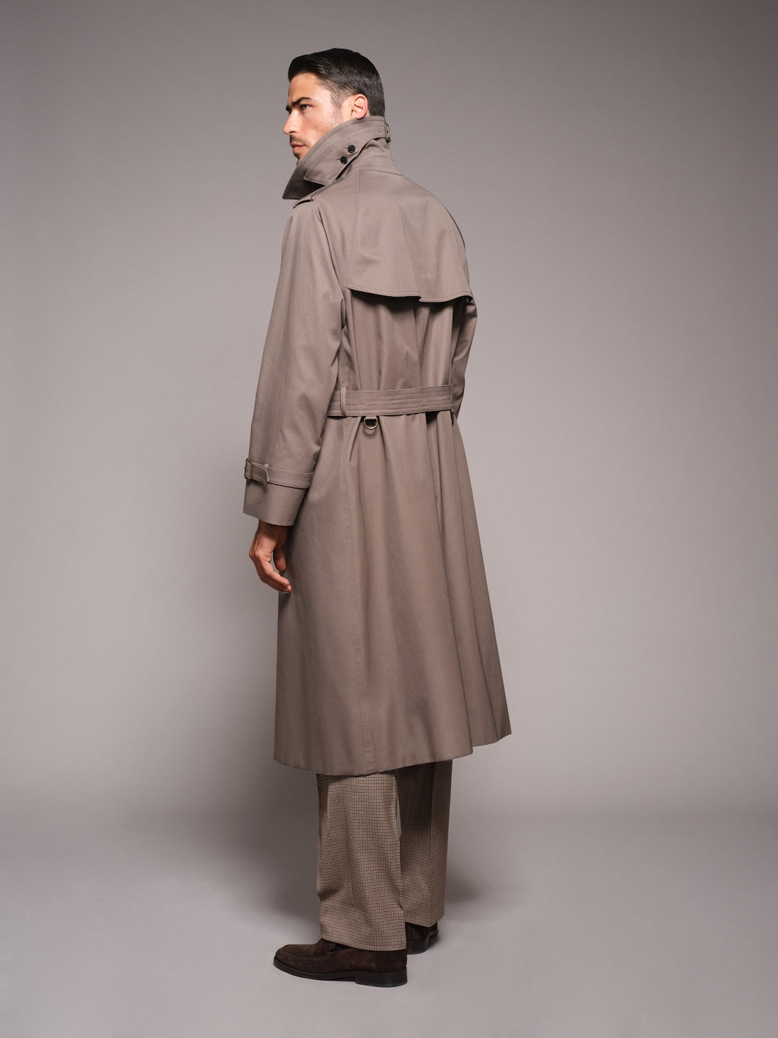Sanyocoat x Caruso double-breasted trench coat in grey cotton 