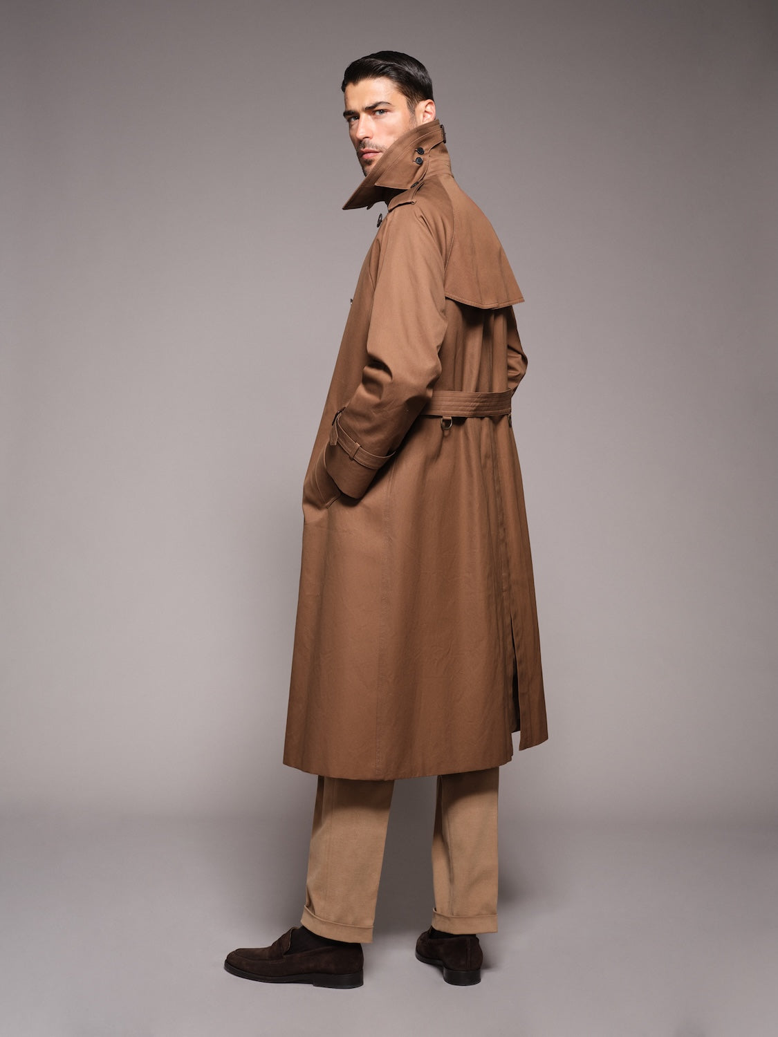 Sanyocoat x Caruso double-breasted trench coat in beige cotton 