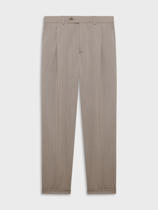 Caruso Menswear Abbigliamento Uomo Pantaloni Pantalone slim fit in flanella di lana beige look 1
