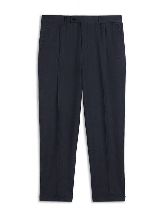 Pantalone comfort fit in lana effetto denim blu