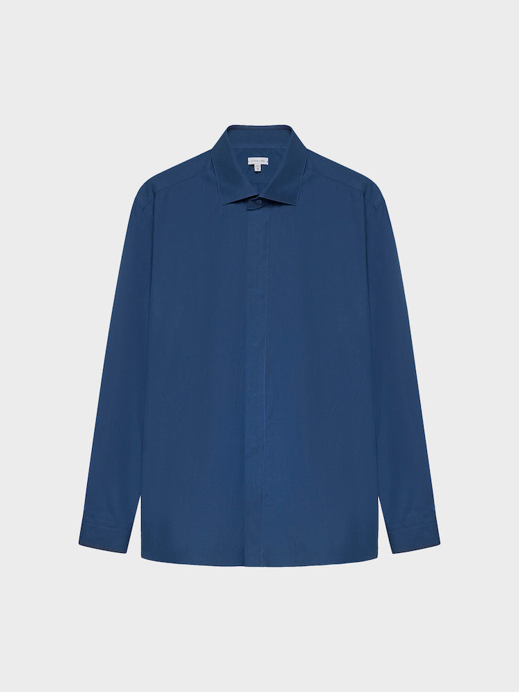 Caruso Menswear Abbigliamento Uomo Camicie Camicia slim in cotone blu look 2
