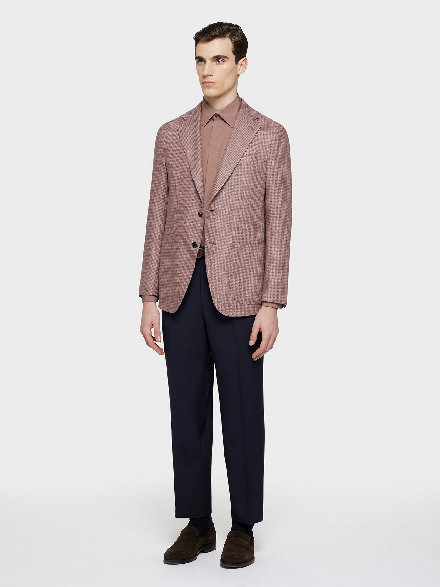 Caruso Menswear Abbigliamento Uomo Camicie Camicia slim in cotone rosa look 3