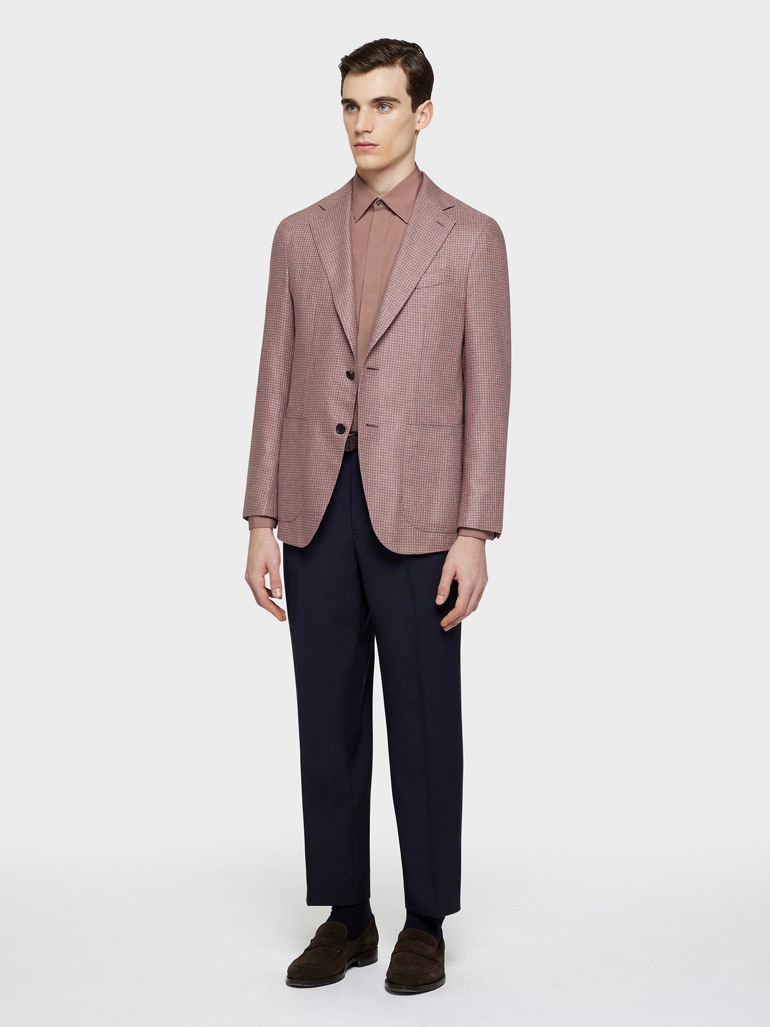 Caruso Menswear Abbigliamento Uomo Camicie Camicia slim in cotone rosa look 3