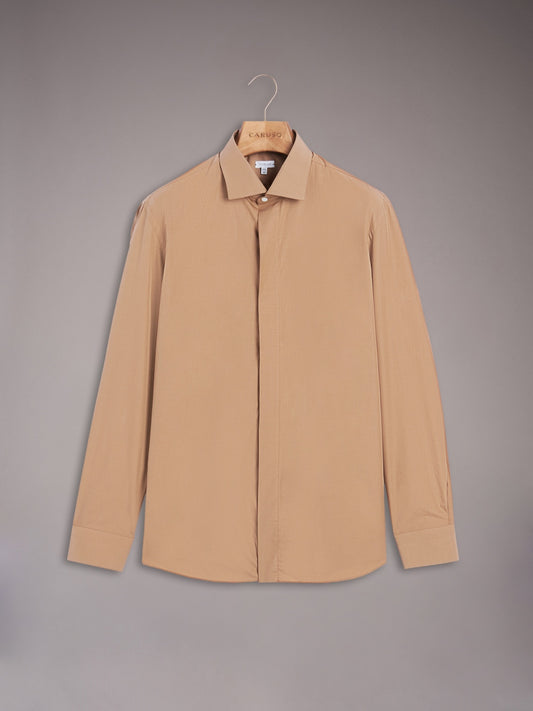 Camicia slim in cotone cannella