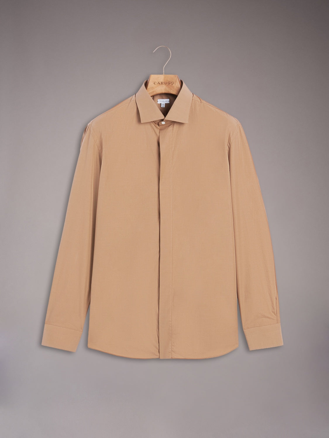 Camicia slim in cotone cannella
