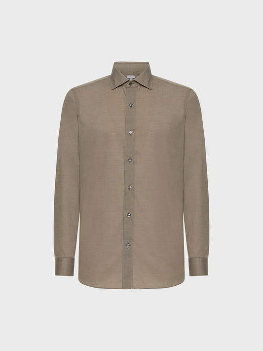 Caruso Menswear Abbigliamento Uomo Camicia coreana in cotone color sabbia still