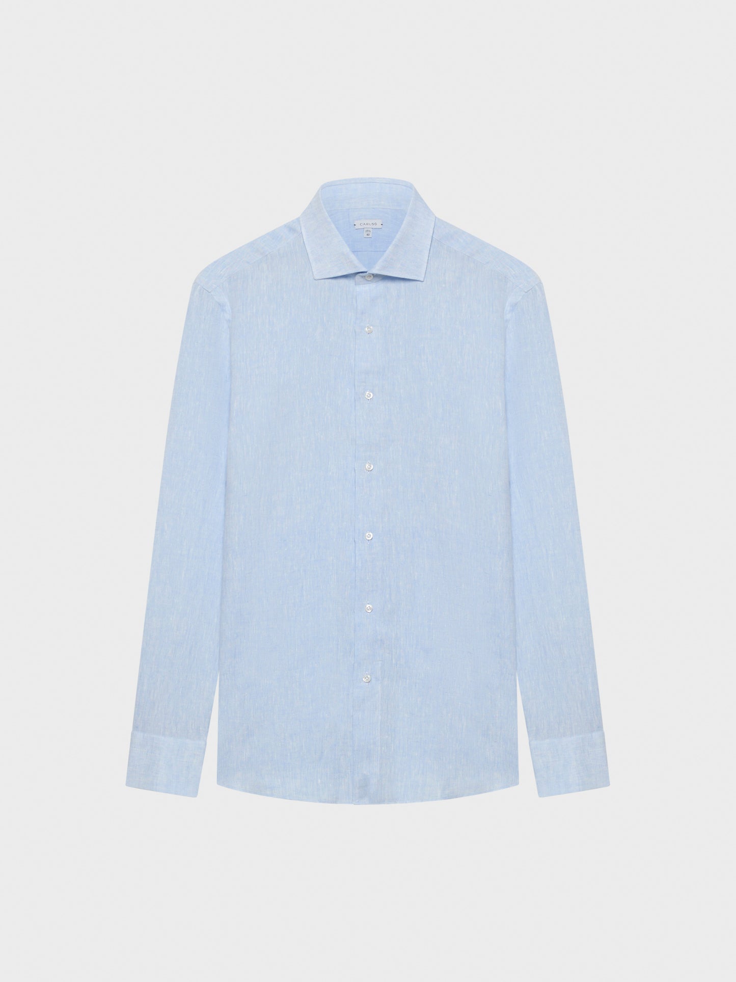 Caruso Menswear Abbigliamento Uomo Camicie Camicia slim in lino azzurra look 2