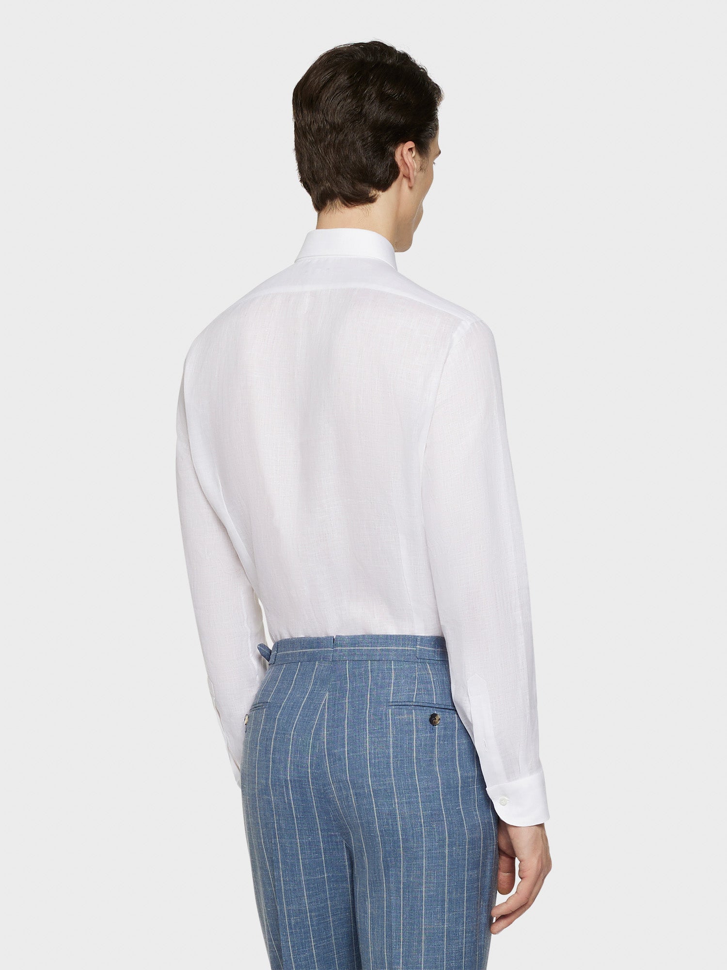 Caruso Menswear Abbigliamento Uomo Camicie Camicia slim in lino bianca look 4