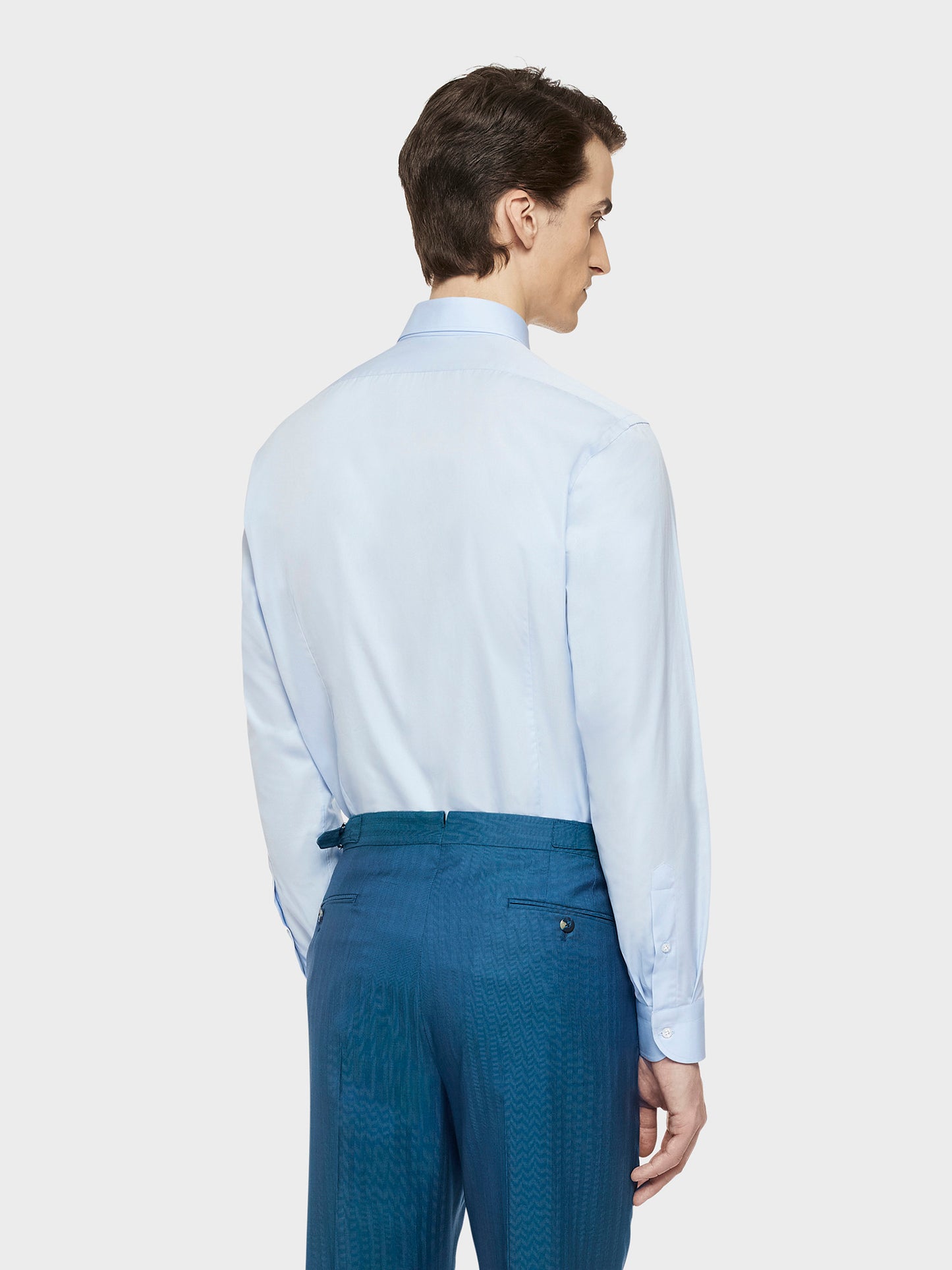 Caruso Menswear Abbigliamento Uomo Camicie Camicia slim in cotone azzurra timeless look 4