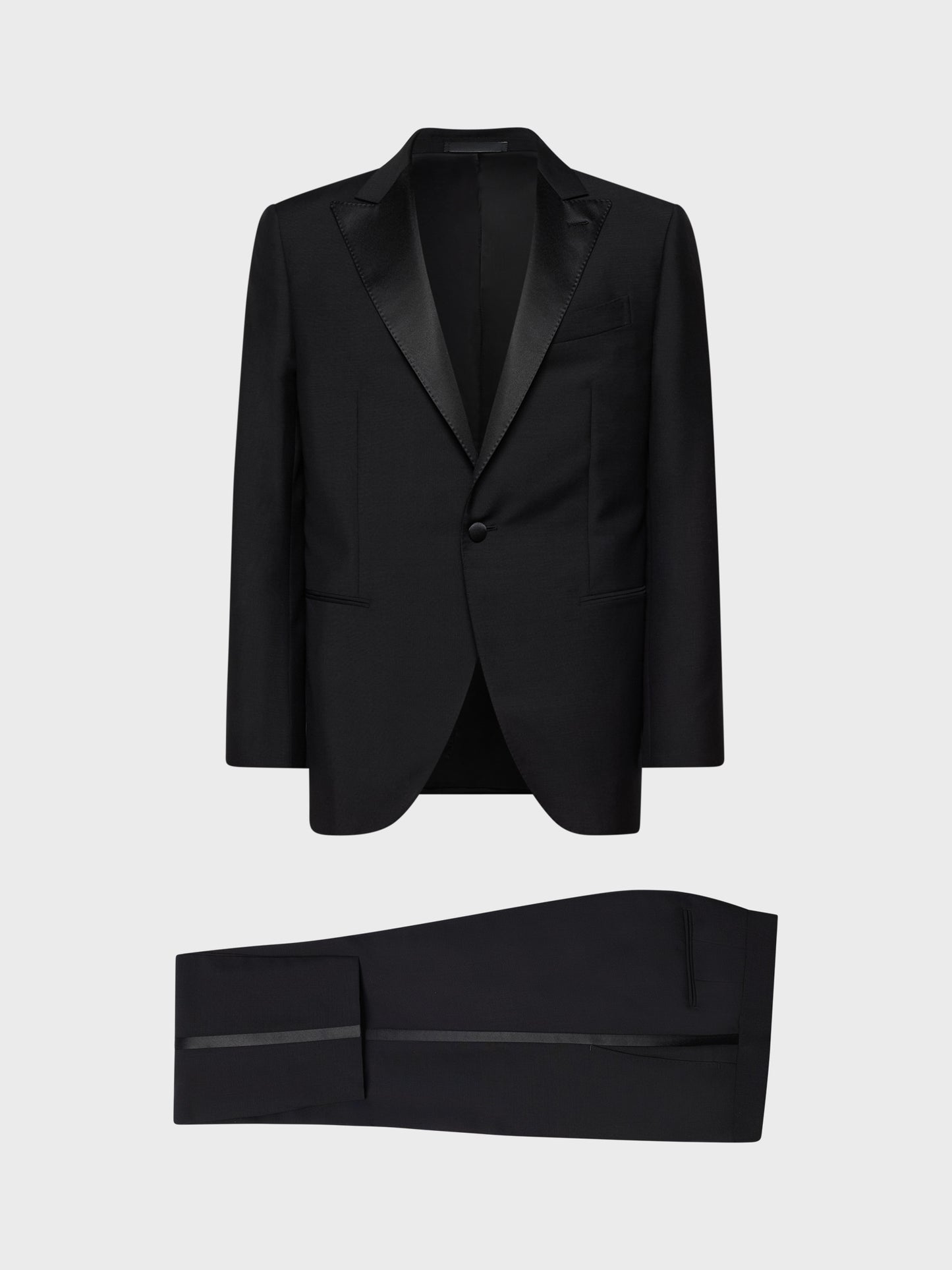 Caruso Menswear Abbigliamento Uomo Abito smoking norma in lana mohair nero still