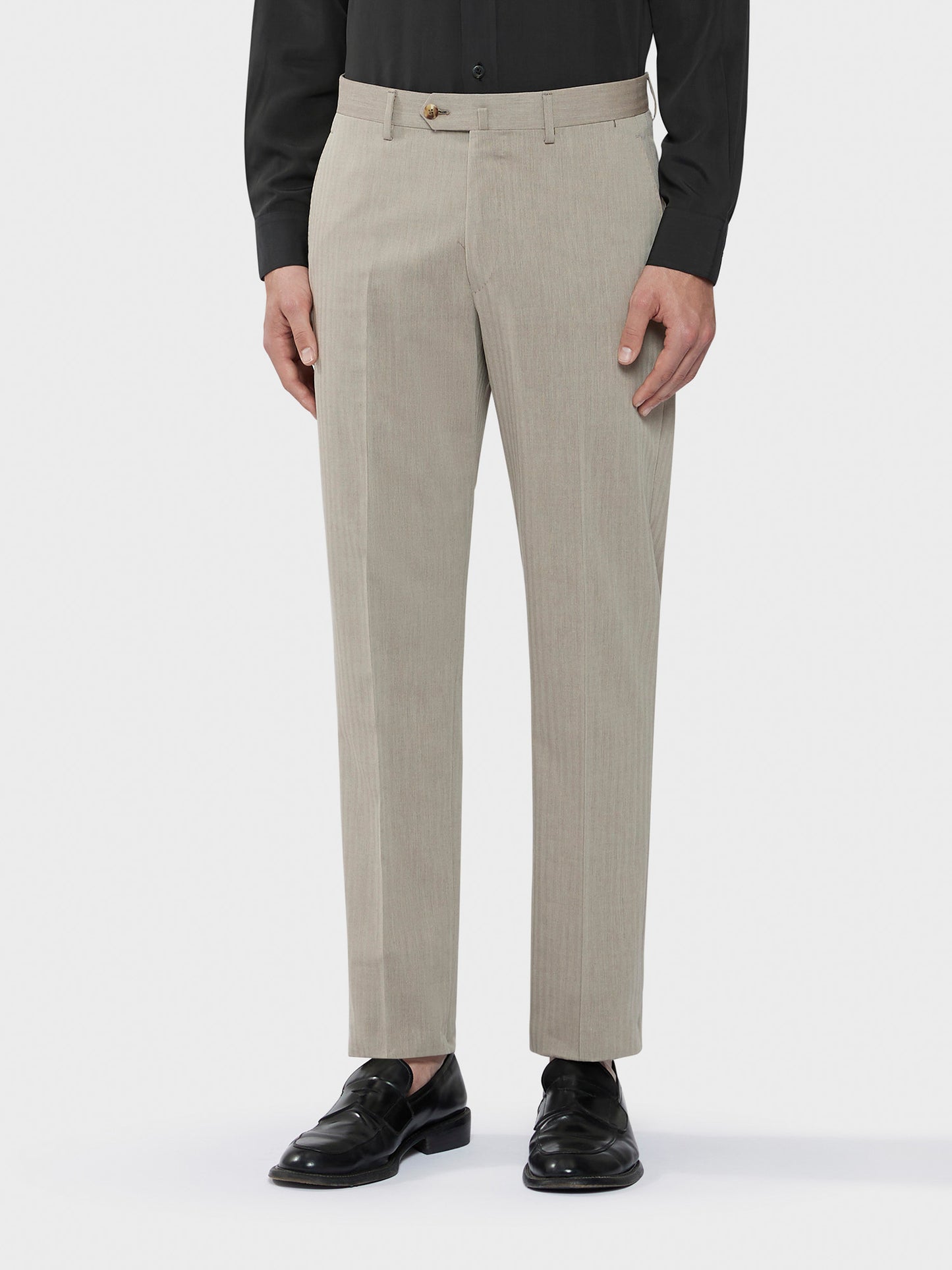 Caruso Menswear Abbigliamento Uomo Abito da uomo semifoderato in Solaro lana cotone "Nuage" drop 8R dettaglio pantaloni