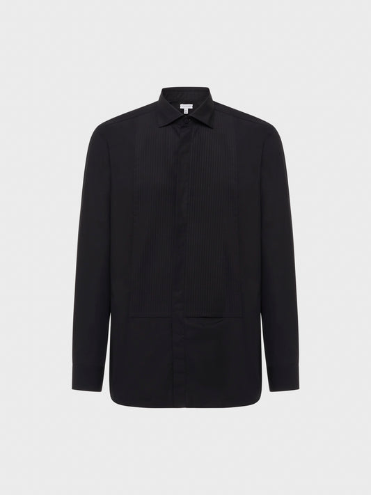 Caruso Menswear Abbigliamento Uomo Camicia slim fit in cotone nero con plastron still