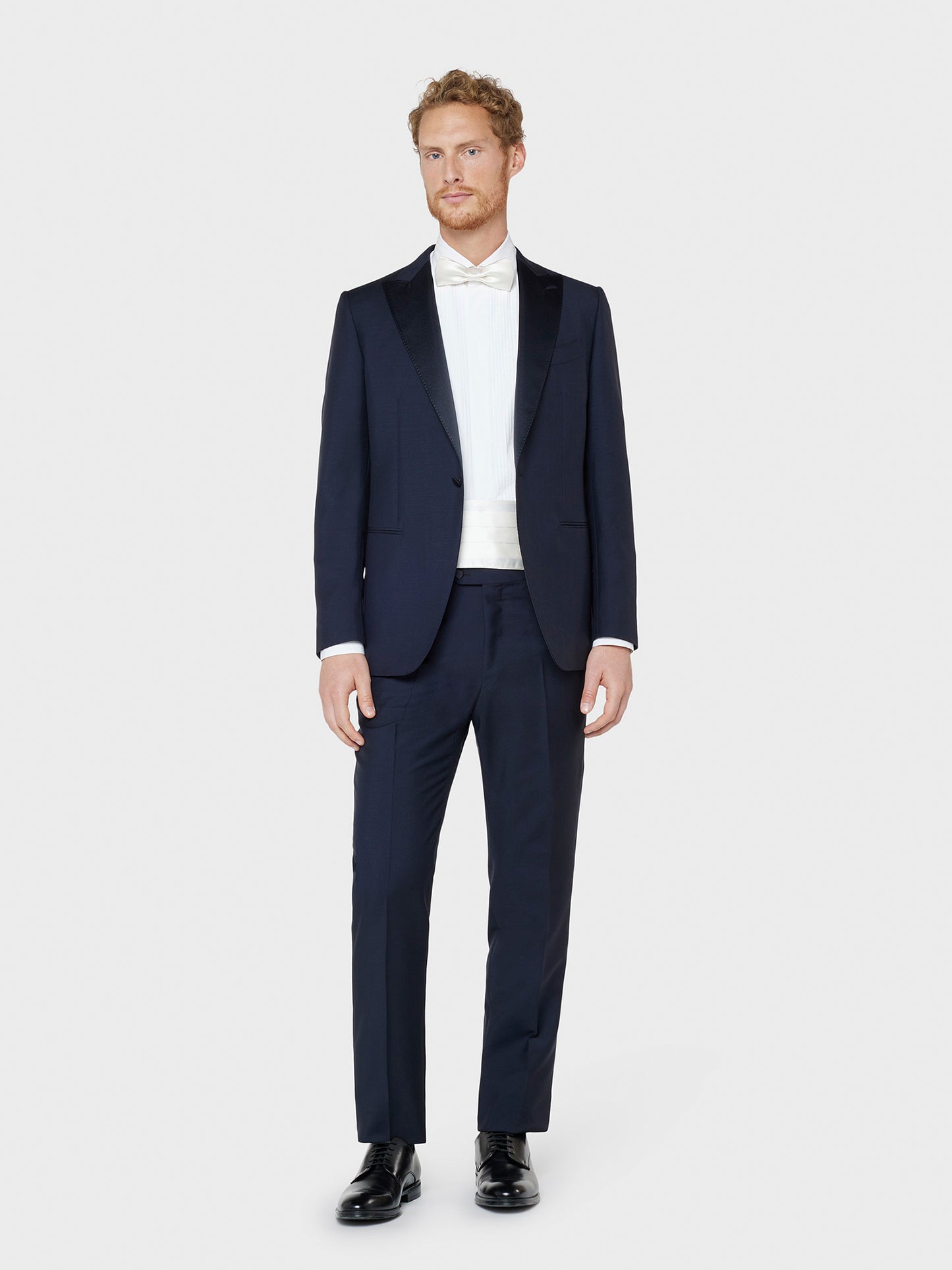 Caruso Menswear Abbigliamento Abito da Uomo Sartoriale Abito Smoking Norma in tela di lana e mohair in blu drop 7R total look